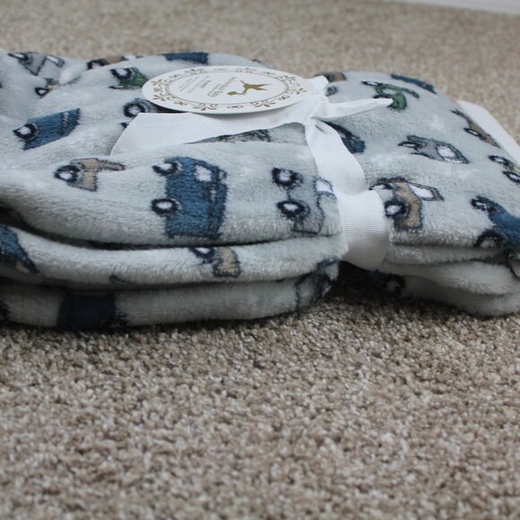Adirondack Baby Blanket Gray Fleece Truck Cars Transportation Infant Boys NWT - Picture 4 of 4
